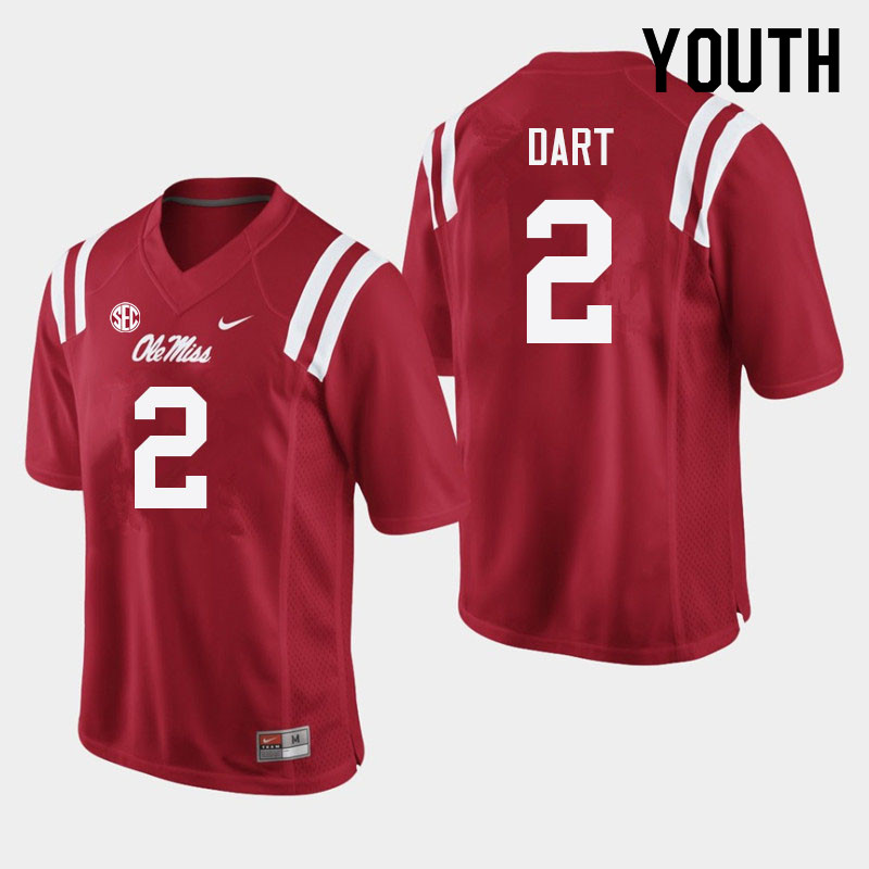 Jaxson Dart Ole Miss Rebels NCAA Youth Red #2 Stitched Limited College Football Jersey QXD5758ZQ